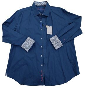 NWT Robert‎ Graham 2XL Classic Fit Shirt Windsor 2 Navy Tonal Paisley Flip Cuff